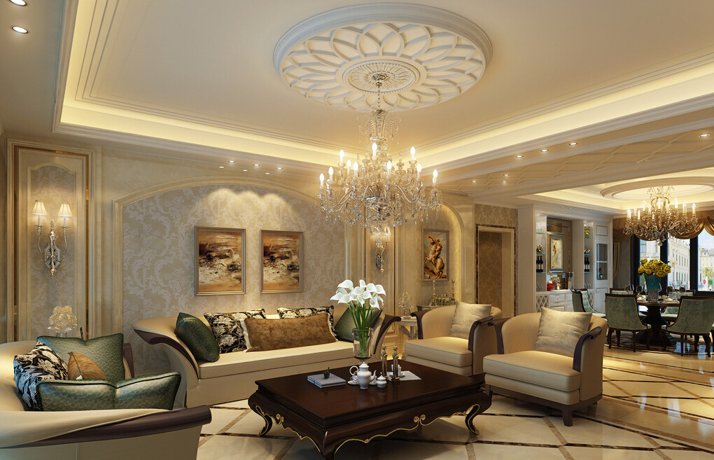 Ceiling-living-room-simple-European-style
