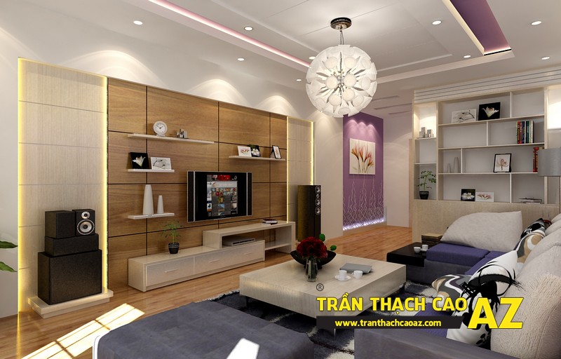 Thiết kế trần thạch cao phòng khách theo phong cách hiện đại