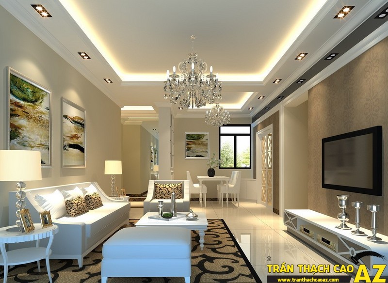 Mẫu trần thạch cao phòng khách nhà ống đẹp 11