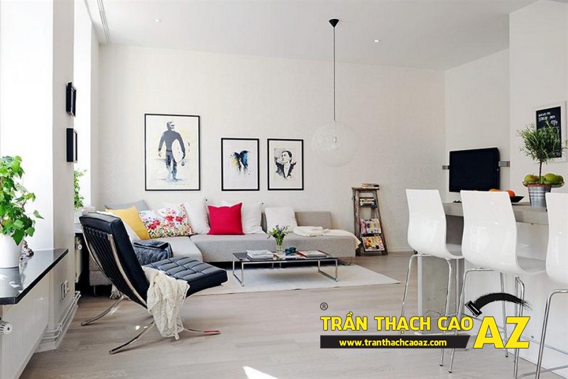 Mẫu trần thạch cao phòng khách phù hợp với không gian dưới 25m2 - 02 Mẫu trần thạch cao phòng khách phù hợp với không gian dưới 25m2 - 02