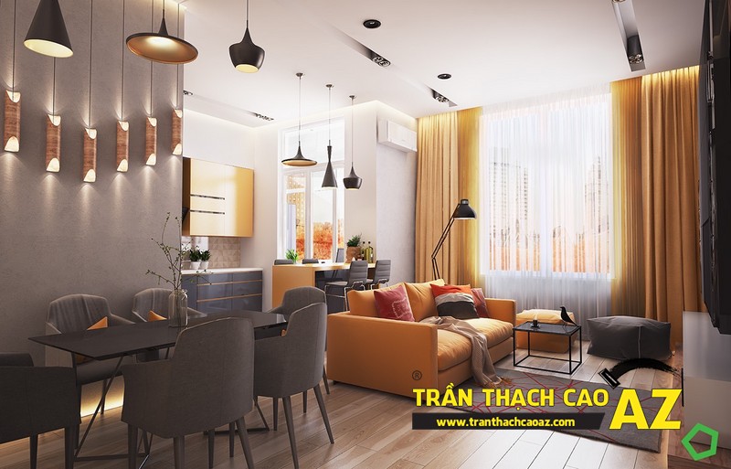 Mẫu trần thạch cao phòng khách phù hợp với không gian dưới 25m2 - 07 Mẫu trần thạch cao phòng khách phù hợp với không gian dưới 25m2 - 07