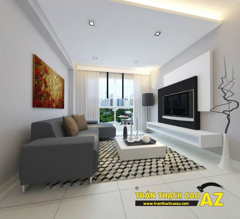 Mẫu trần thạch cao phòng khách phù hợp với không gian dưới 25m2 - 06 Mẫu trần thạch cao phòng khách phù hợp với không gian dưới 25m2 - 06