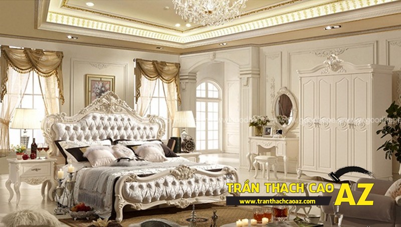 Mẫu trần thạch cao phòng ngủ theo phong cách Châu Âu - 17