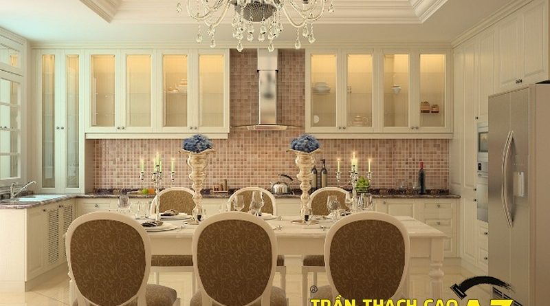 Trần thạch cao cổ điển cho căn bếp ấm cúng