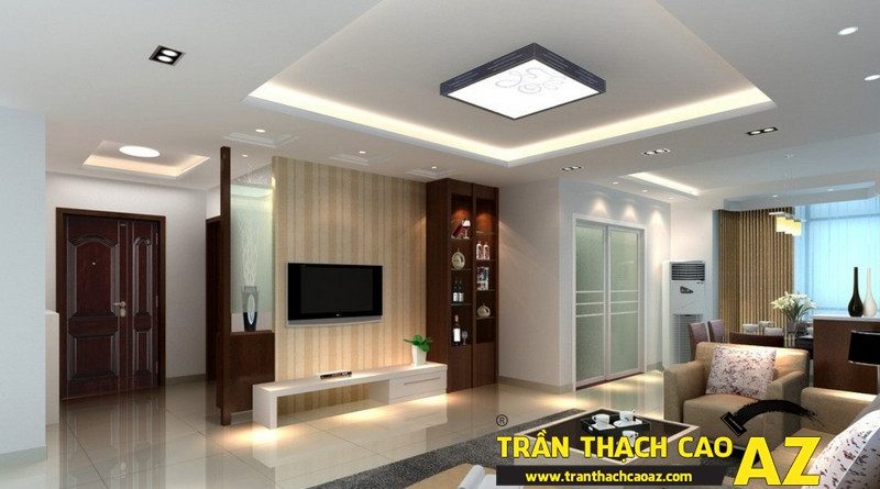 Cách bố trí đèn trần thạch cao phòng khách rộng cực bắt mắt