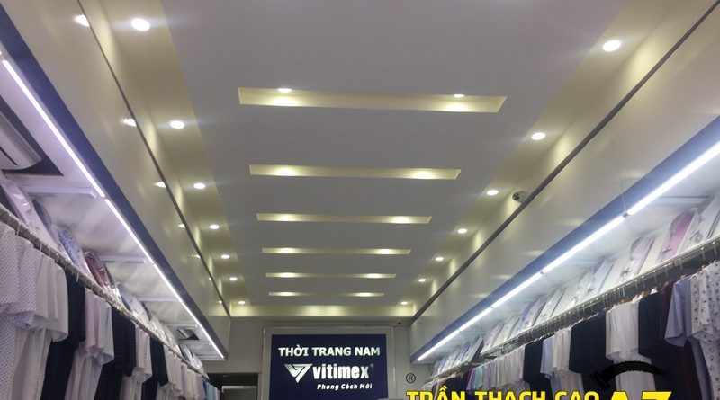 Hoàn thiện thi công trần thạch cao cho cửa hàng quần áo Vietimex, Phủ Lý, Hà Nam