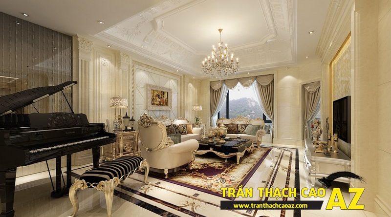Nhà nhỏ đẹp nổi bật nhờ kết hợp trần thạch cao phẳng và phào chỉ