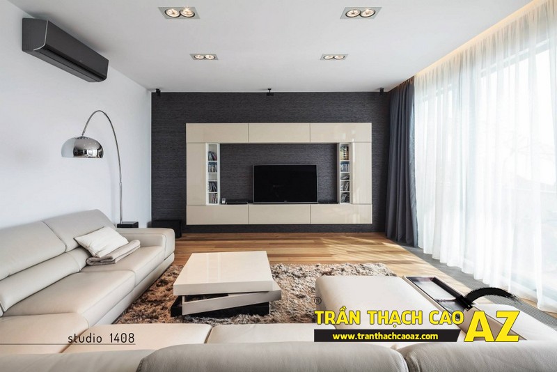 Phòng khách nhỏ đẹp hiện đại với trần thạch cao phẳng kết hợp đèn led 03 Phòng khách nhỏ đẹp hiện đại với trần thạch cao phẳng kết hợp đèn led 03