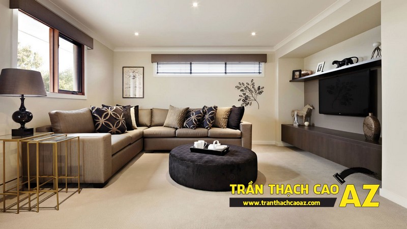 Phòng khách nhỏ đẹp hiện đại với trần thạch cao phẳng kết hợp đèn led 05 Phòng khách nhỏ đẹp hiện đại với trần thạch cao phẳng kết hợp đèn led 05
