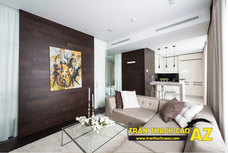 Phòng khách nhỏ đẹp hiện đại với trần thạch cao phẳng kết hợp đèn led 01 Phòng khách nhỏ đẹp hiện đại với trần thạch cao phẳng kết hợp đèn led 01