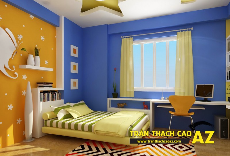 Không gian phòng ngủ trẻ em cực sinh động nhờ tạo hình trần thạch cao 03 Không gian phòng ngủ trẻ em cực sinh động nhờ tạo hình trần thạch cao 03