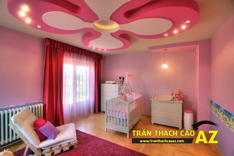 Không gian phòng ngủ trẻ em cực sinh động nhờ tạo hình trần thạch cao 01 Không gian phòng ngủ trẻ em cực sinh động nhờ tạo hình trần thạch cao 01