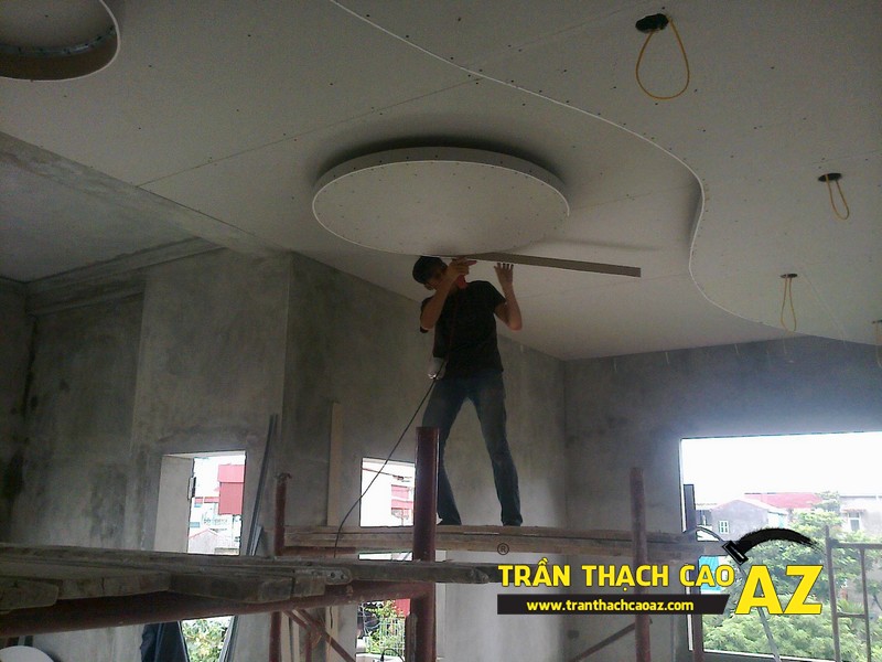 Thi công trần thạch cao nhà anh Đạt tại Gia Lâm, Hà Nội