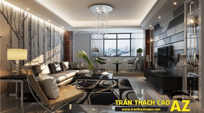 Thiết kế trần thạch cao phòng khách cho nhà biệt thự độc đáo và sang trọng