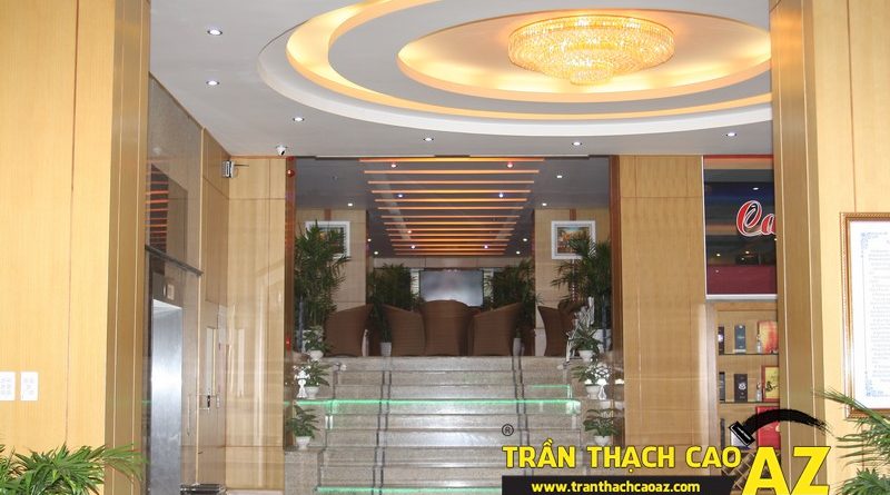 Thiết kế trần thạch cao sảnh đẹp sang trọng, hiện đại của Khách sạn 2-9 Hà Nam