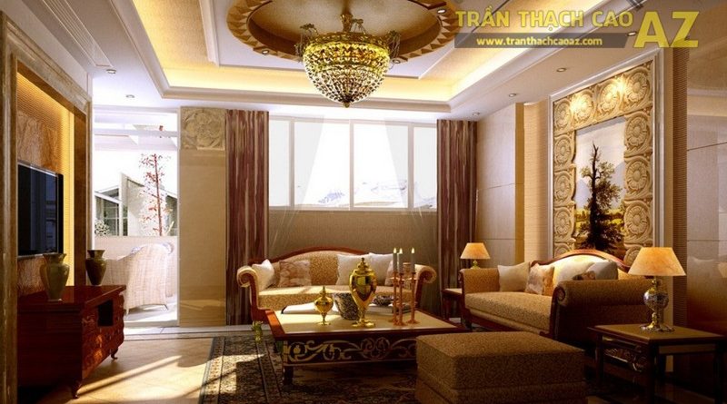 Cách làm trần thạch cao phòng khách nhỏ theo phong cách cổ điển