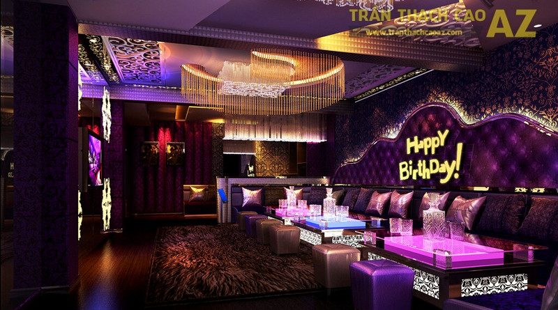 Cách phối màu đẹp bắt mắt ở trần thạch cao phòng karaoke