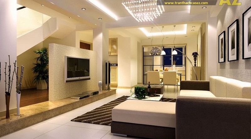 Phòng khách 15m2 đẹp như khách sạn 5 sao với trần thạch cao