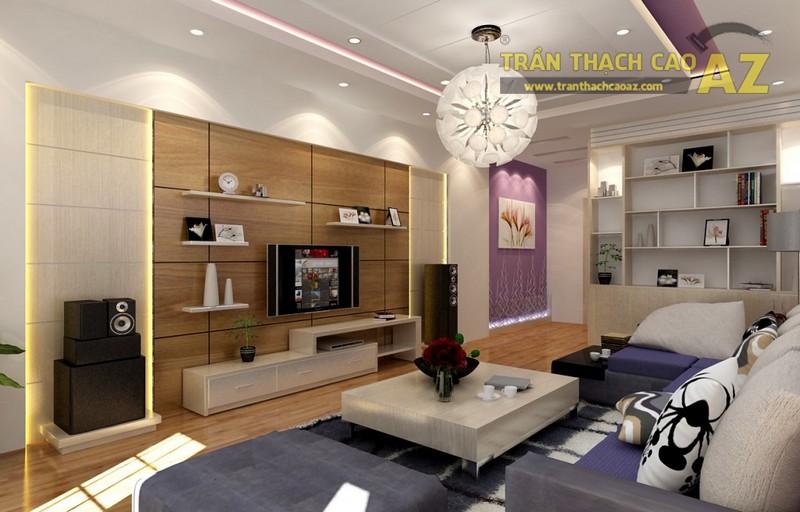 Phòng khách có diện tích nhỏ có sử dụng được kiểu trần thạch cao giật cấp không?
