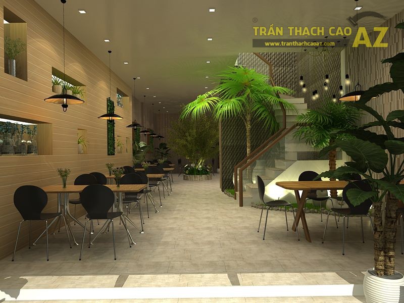Thiết kế trần thạch cao cho quán trà sữa Hoa Ly tại Hà Nội