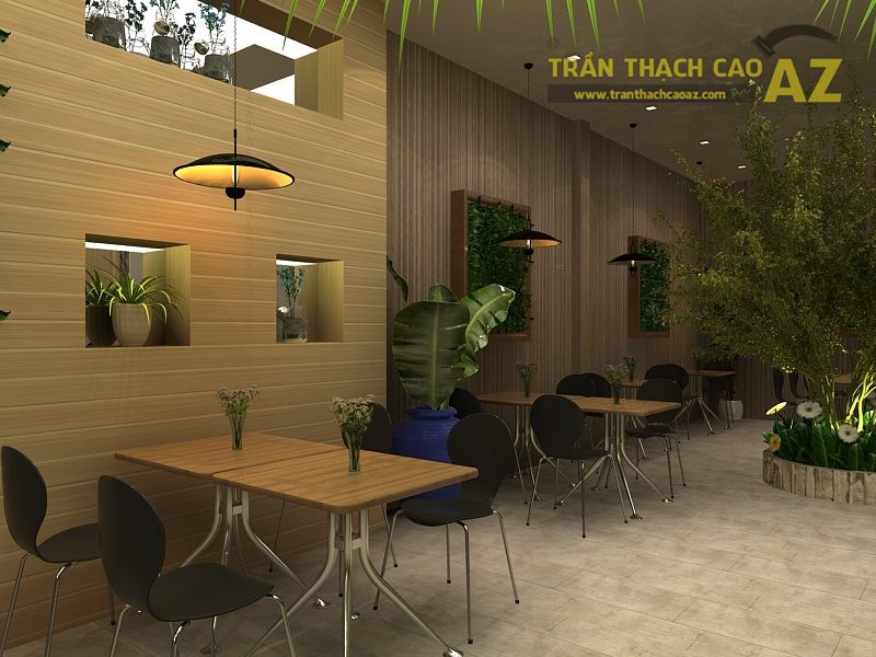 Thiết kế trần thạch cao cho quán trà sữa Hoa Ly tại Hà Nội
