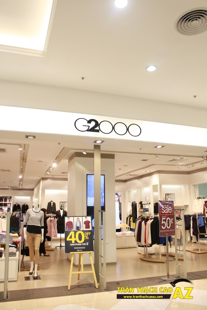 Trần thạch cao cửa hàng thời trang G2000 trung tâm thương mại Royal City