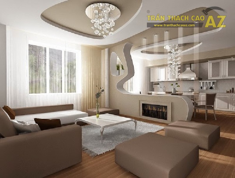 10 ý tưởng thiết kế trần thạch cao giật cấp cho phòng khách hiện đại