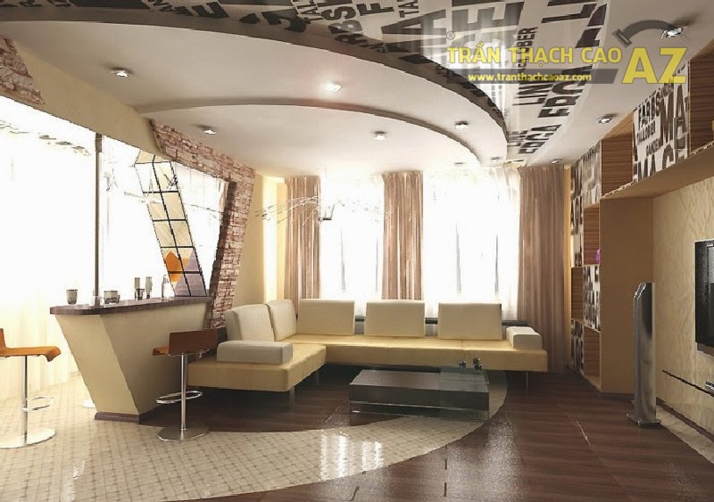 10 ý tưởng thiết kế trần thạch cao giật cấp cho phòng khách hiện đại