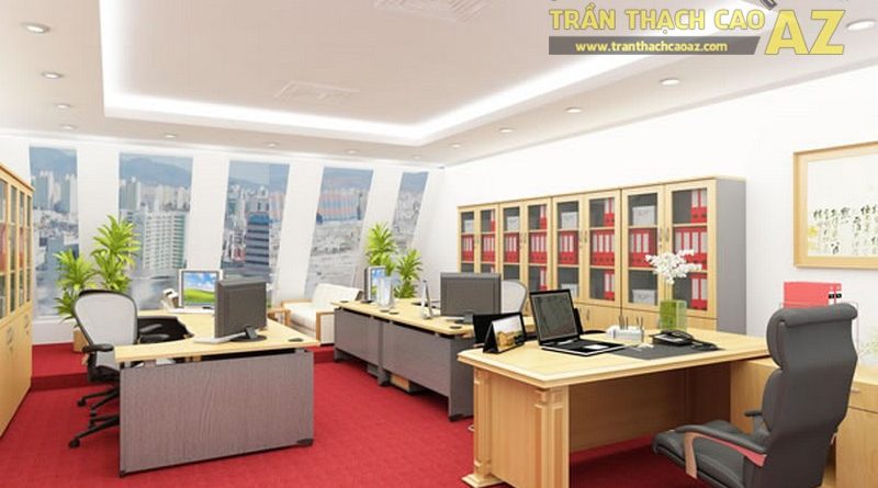 Mẫu trần thạch cao giật cấp cho văn phòng hiện đại
