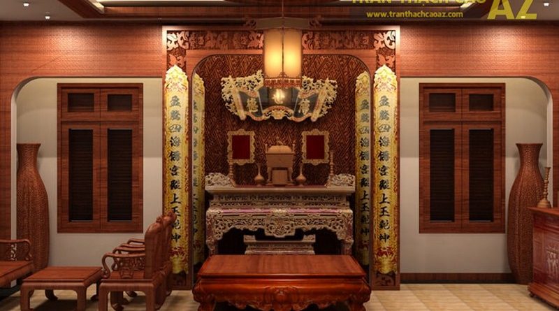 mẫu thiết kế trần thạch cao phòng thờ đẹp nhất