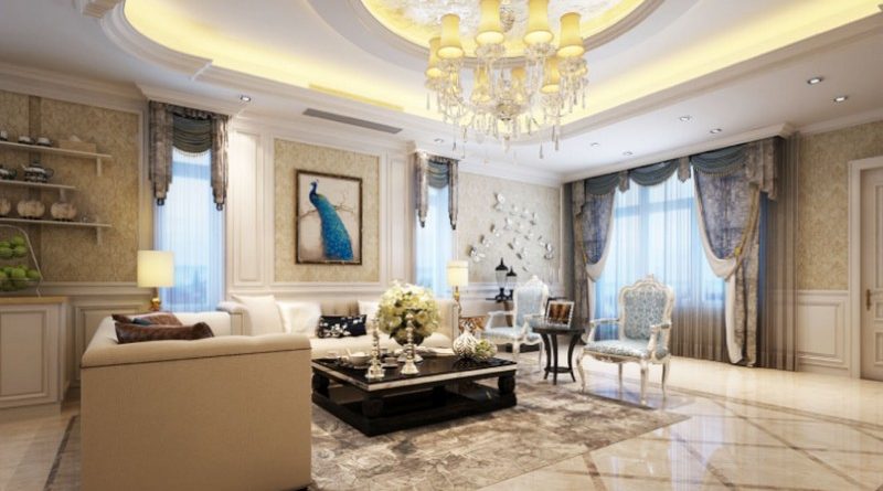 Thiết kế trần thạch cao phòng khách mang hơi hướng cổ điển chưa bao giờ lỗi mốt
