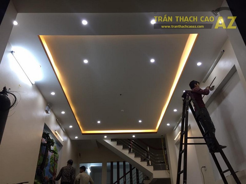 Thi công trần thạch cao nhà ống cho nhà công Nhung, Hoàng Mai, Hà Nội