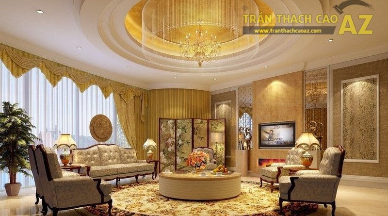 Mẫu trần giật cấp phong cách cổ điển tuyệt đẹp cho biệt thự