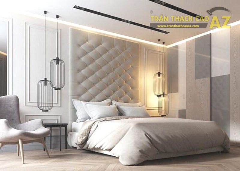 Trần thạch cao phòng ngủ thiết kế đơn giản - trần phẳng nhưng cực đẹp, hiện đại