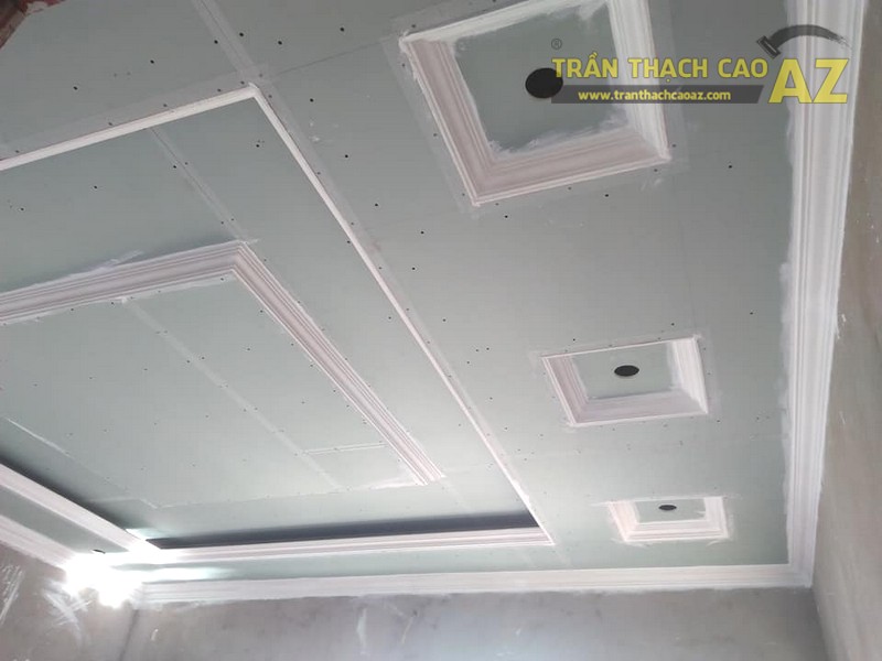 Thi công trần thạch cao phòng khách tại Đông Anh, Hà Nội nhà anh Tiến - 04