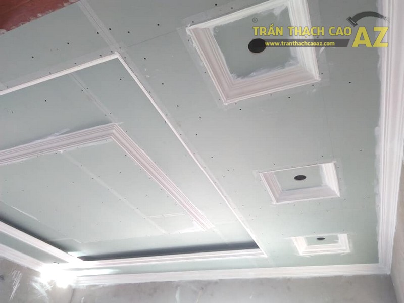 Thi công trần thạch cao phòng khách tại Đông Anh, Hà Nội nhà anh Tiến - 03