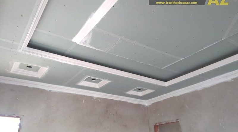Thi công trần thạch cao phòng khách tại Đông Anh, Hà Nội nhà anh Tiến - 02