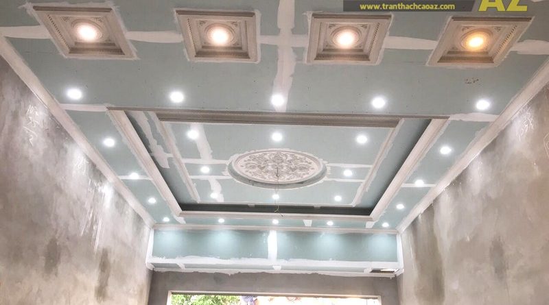 Thi công trần thạch cao phòng khách giật cấp tại Đồng Văn, Duy Tiên, Hà Nam - 04