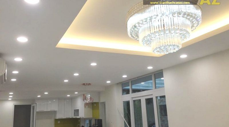 Thi công trần thạch cao phòng khách đẹp cho gia đình chị Thỏa, KĐT Ecopark